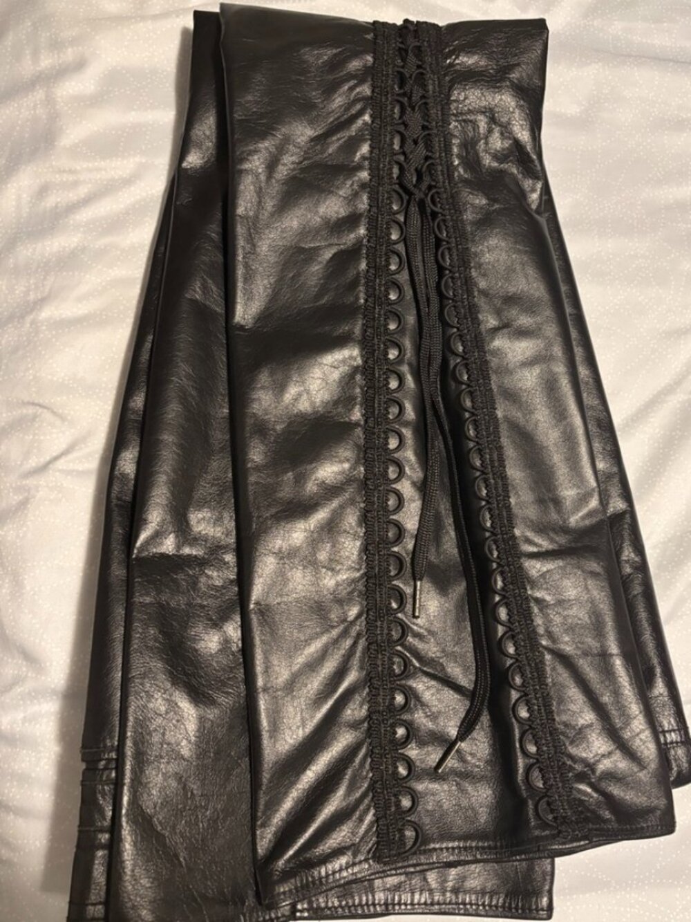 Stunning Vintage Made in Italy Leather Lace-Up Pants | Y2K Moto Goth Corset - Picture 7 of 15